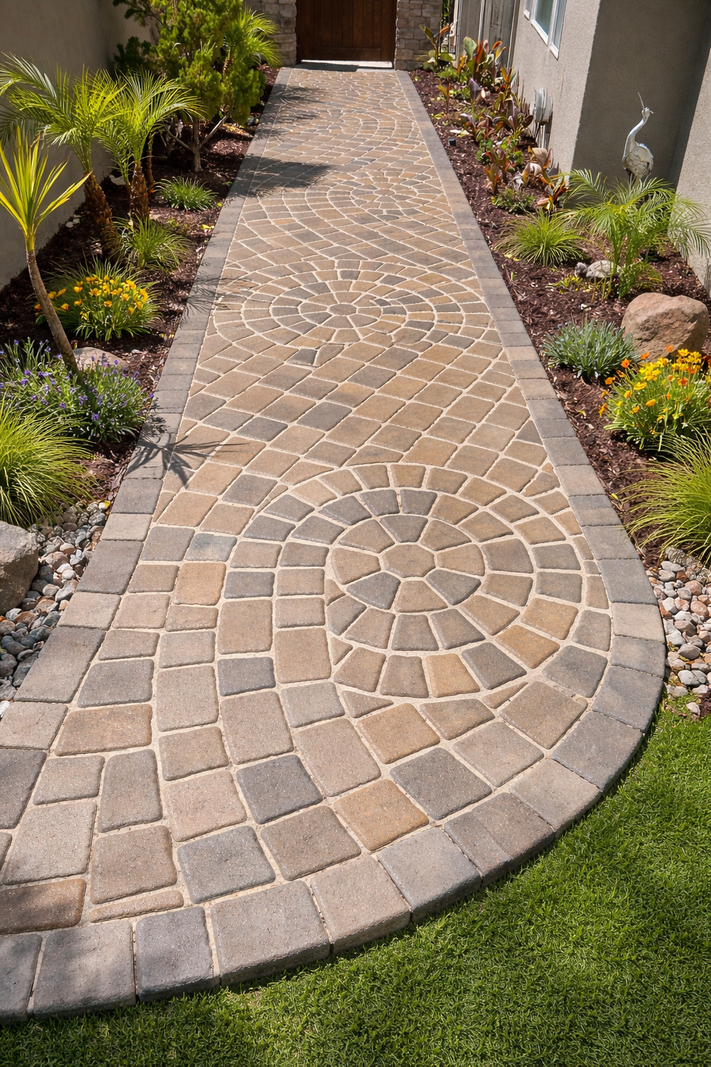 Custom Spiral Paver Walkway